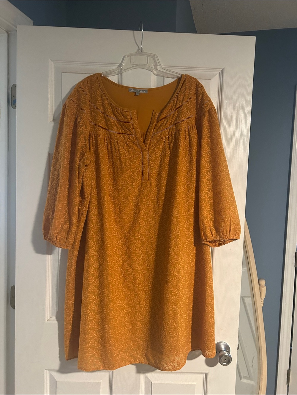 Daniel Rainn Amber Mustard Long Sleeve Peasant Dress